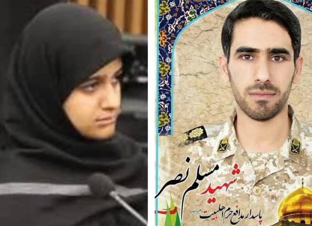 «مبيناي بابا» تجليل شد/ تجليل وزير فرهنگ و ارشاد اسلامي از دختر شهيد مدافع حرم «مسلم نصر»